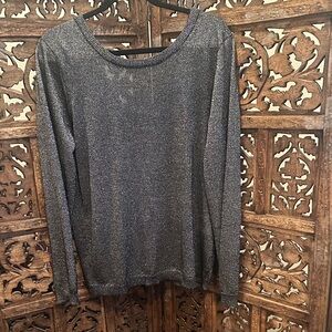 Elegant Sioni Silver and Black Women's Top Size L